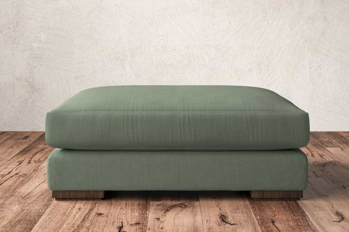 Guddu Grand Footstool - Brera Linen Jade-MAKE TO ORDER-Nkuku