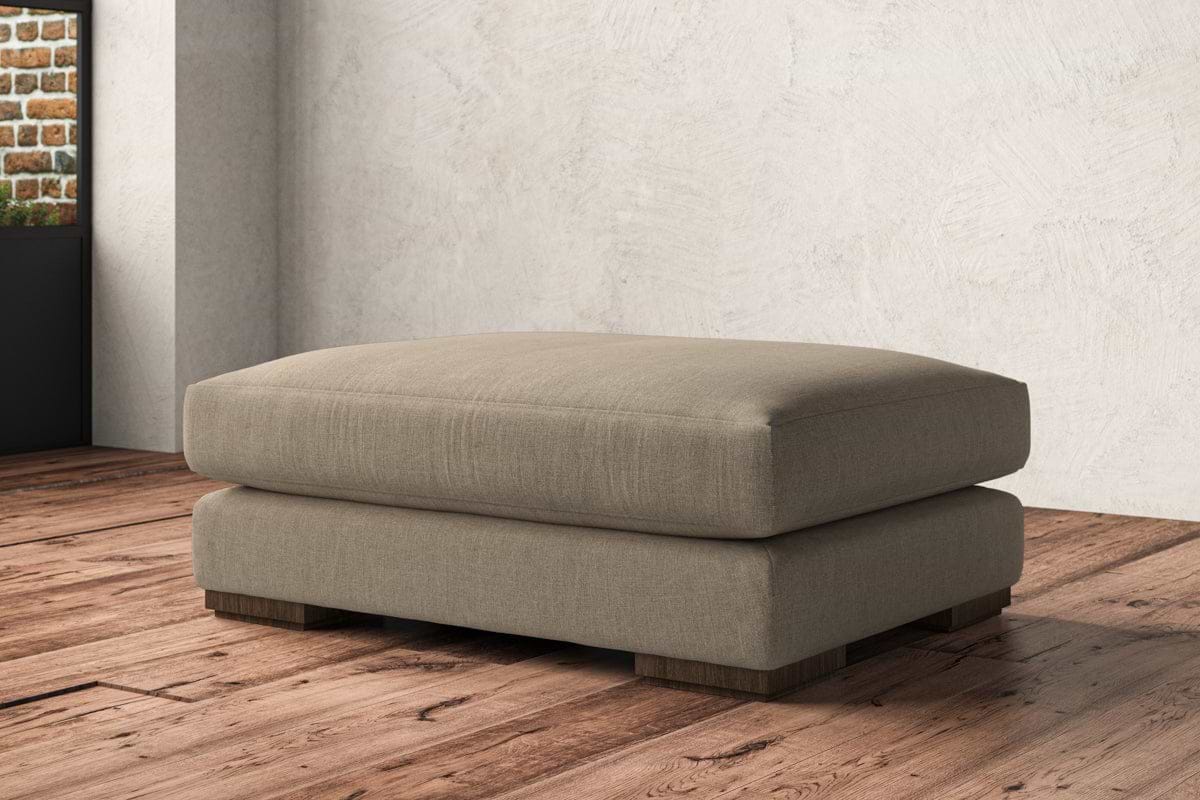 Guddu Grand Footstool - Brera Linen Pebble