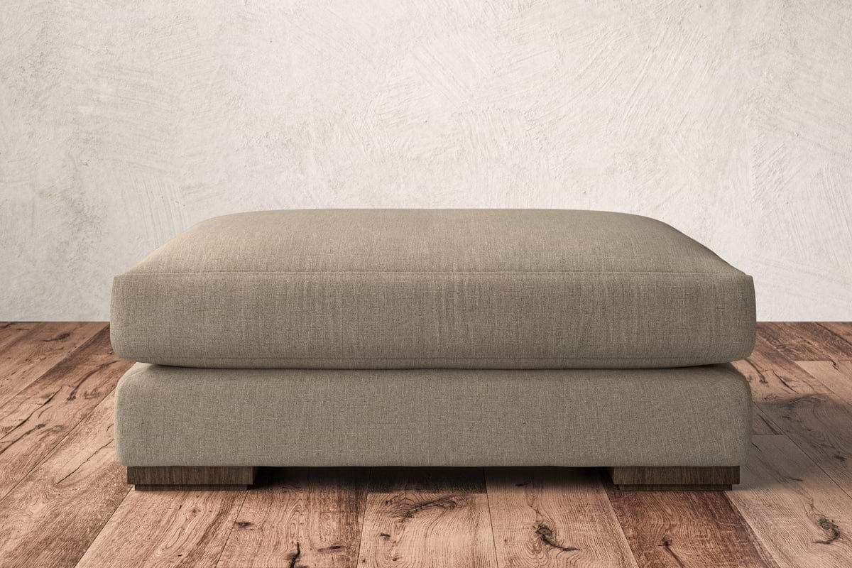 Guddu Grand Footstool - Brera Linen Pebble-MAKE TO ORDER-Nkuku