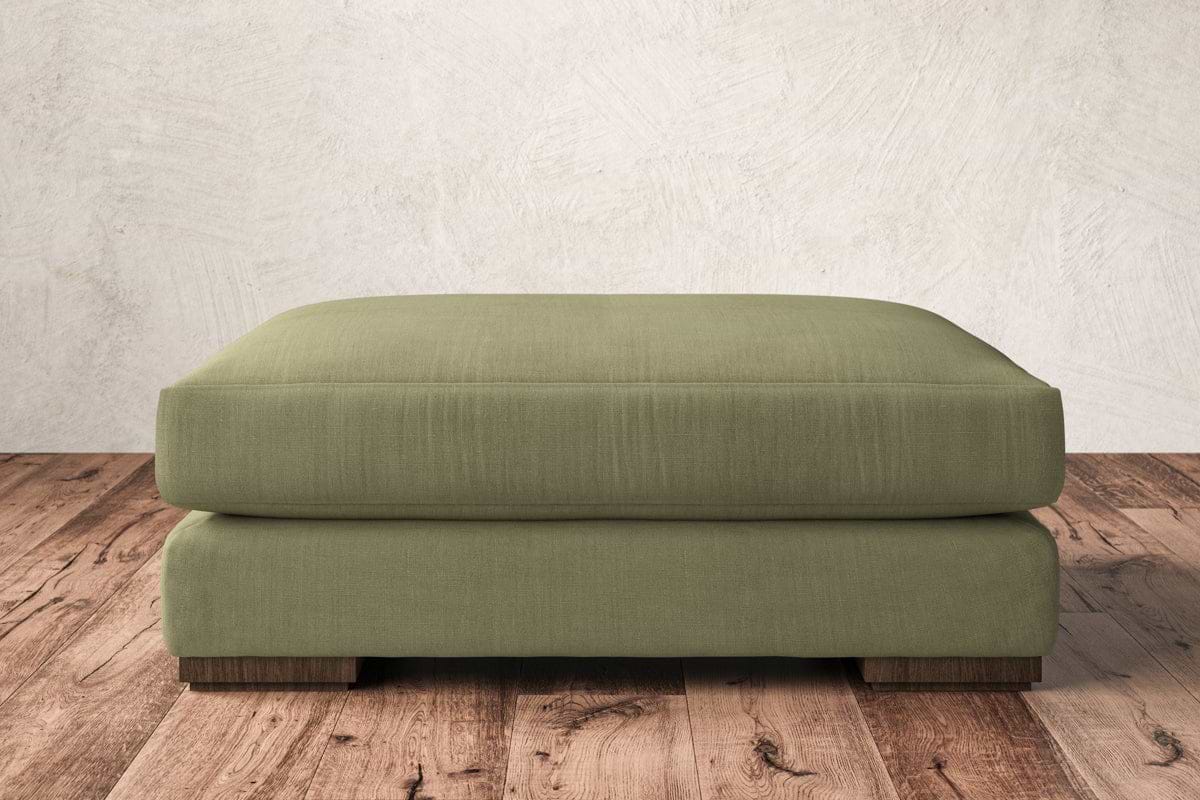 Guddu Grand Footstool - Brera Linen Sage-MAKE TO ORDER-Nkuku