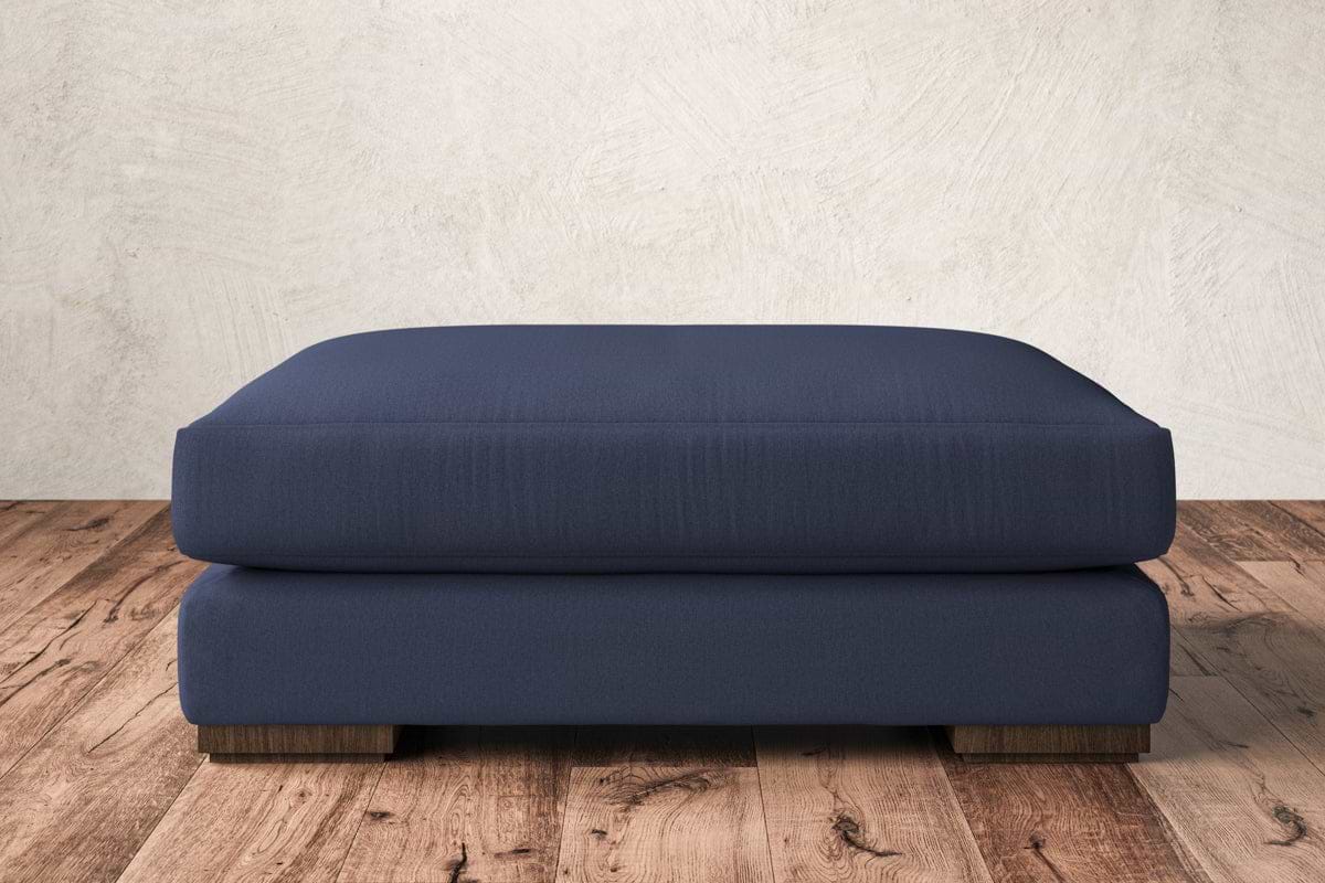 Guddu Grand Footstool - Recycled Cotton Navy-MAKE TO ORDER-Nkuku
