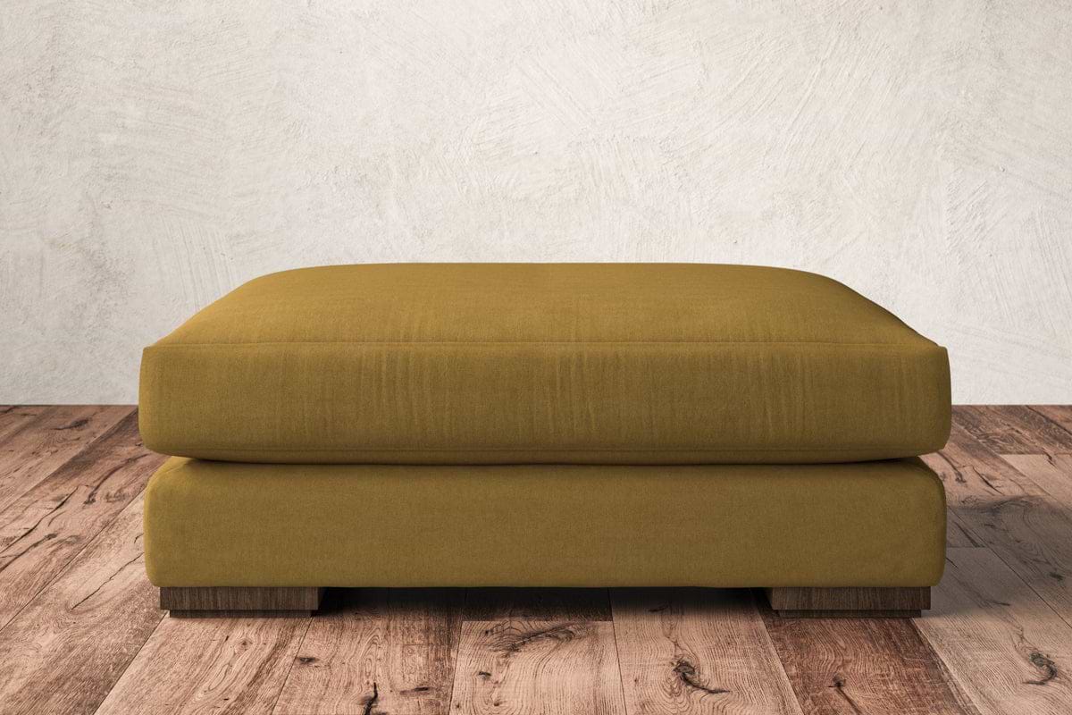Guddu Grand Footstool - Recycled Cotton Ochre-MAKE TO ORDER-Nkuku
