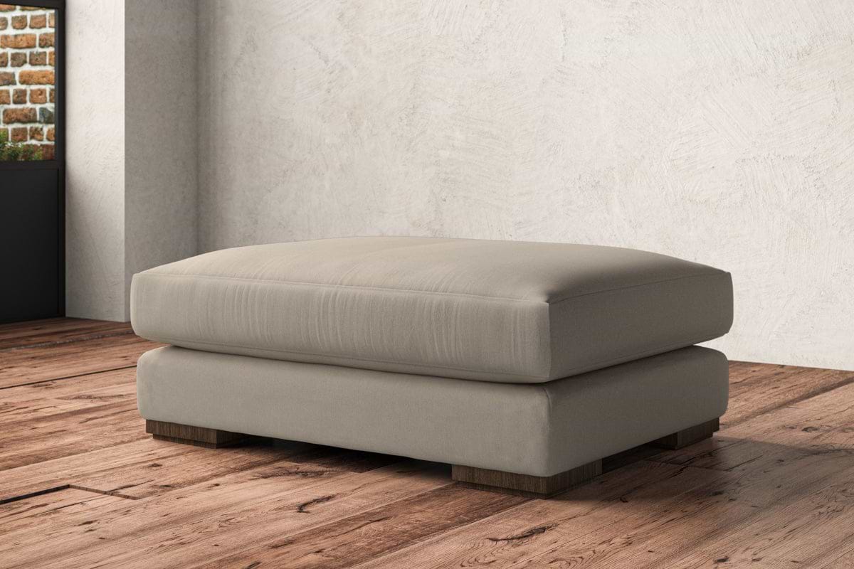 Guddu Grand Footstool - Recycled Cotton Stone