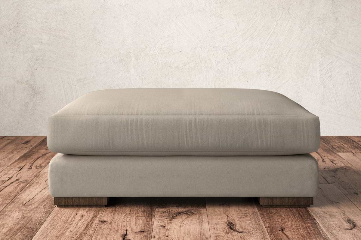 Guddu Grand Footstool - Recycled Cotton Stone-MAKE TO ORDER-Nkuku