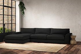 Guddu Grand Left Hand Chaise Sofa - Brera Linen Charcoal-MAKE TO ORDER-Nkuku