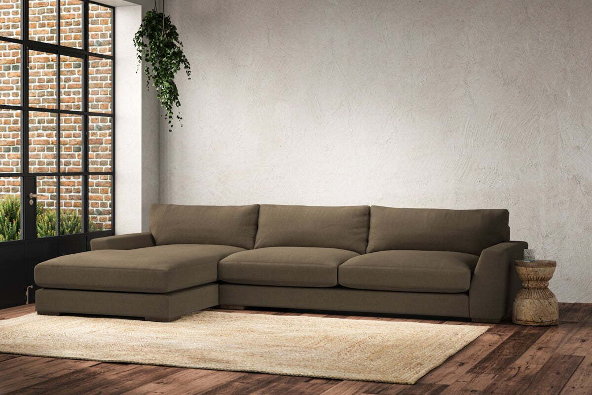 Guddu Grand Left Hand Chaise Sofa - Brera Linen Chestnut-MAKE TO ORDER-Nkuku