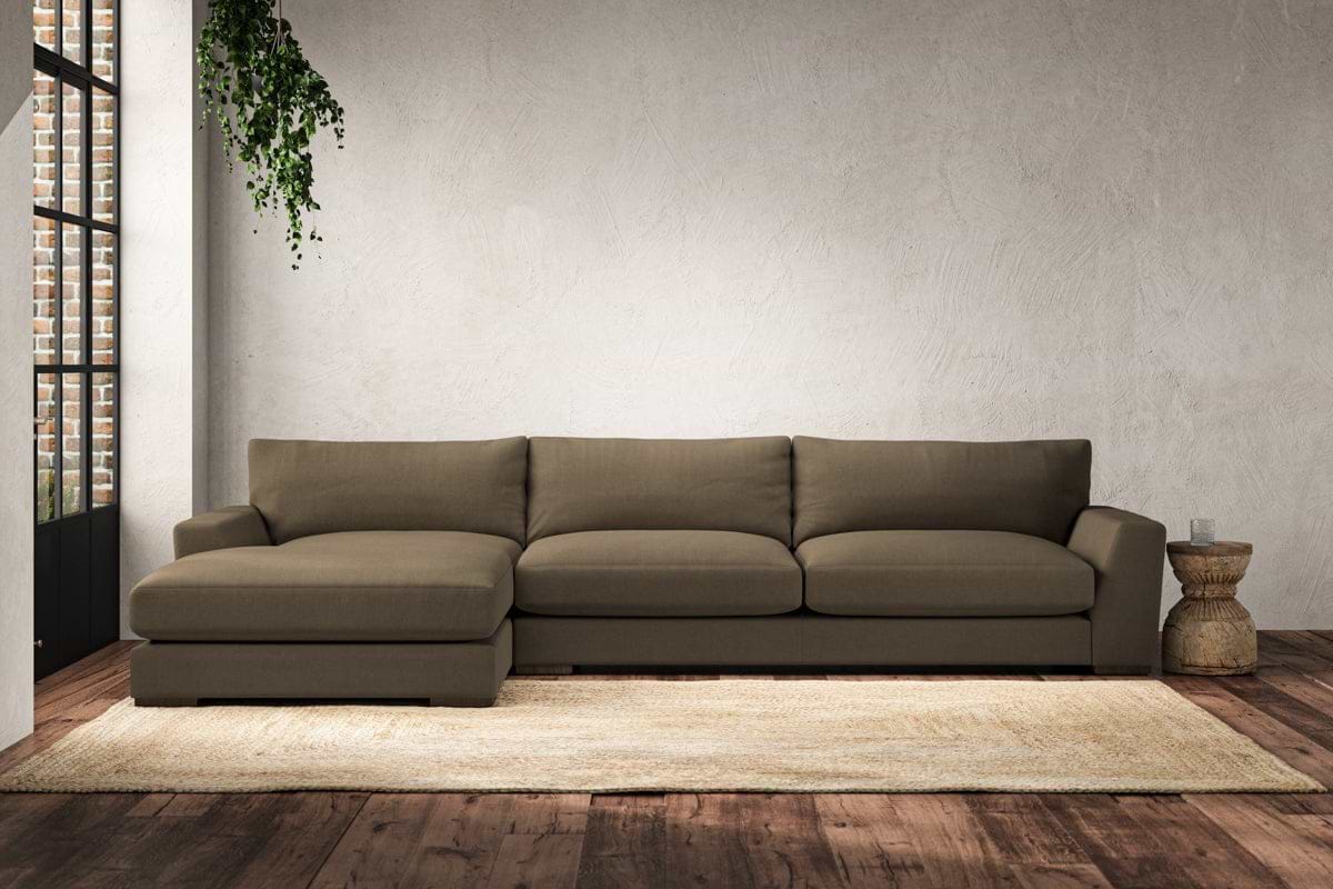 Guddu Grand Left Hand Chaise Sofa - Brera Linen Chestnut-MAKE TO ORDER-Nkuku