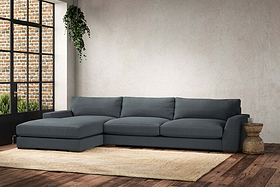 Guddu Grand Left Hand Chaise Sofa - Brera Linen Dusk-MAKE TO ORDER-Nkuku