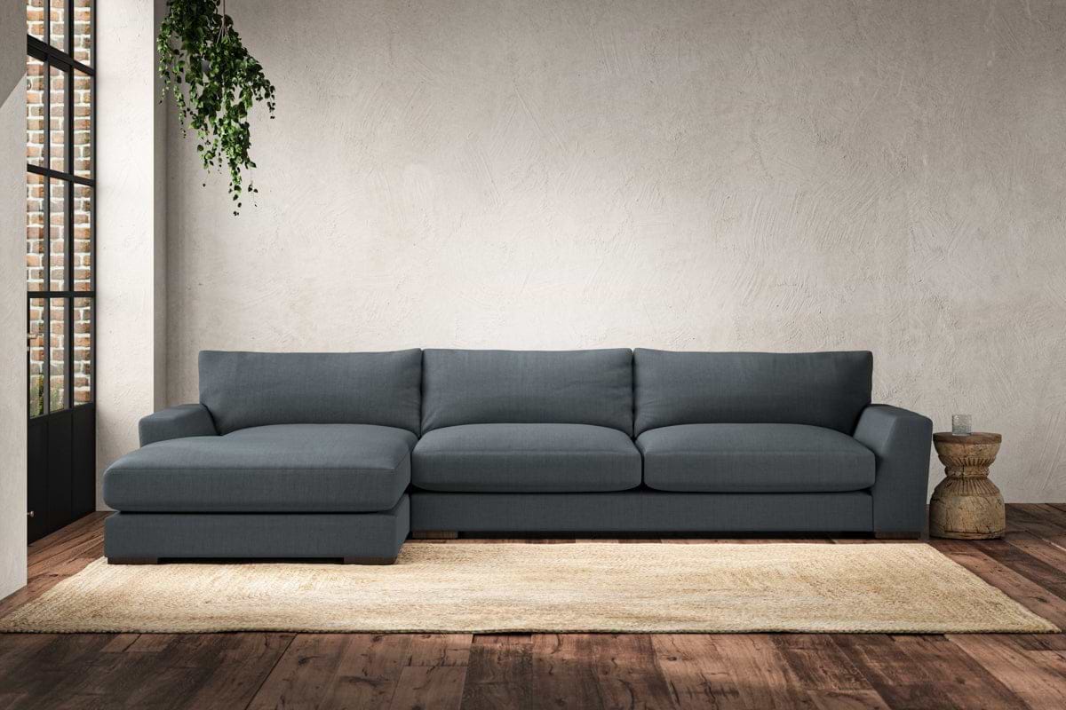 Guddu Grand Left Hand Chaise Sofa - Brera Linen Dusk-MAKE TO ORDER-Nkuku