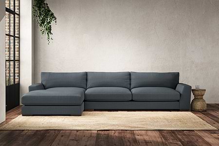 Guddu Grand Left Hand Chaise Sofa - Brera Linen Dusk-MAKE TO ORDER-Nkuku