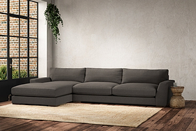 Guddu Grand Left Hand Chaise Sofa - Brera Linen Granite-MAKE TO ORDER-Nkuku