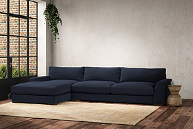 Guddu Grand Left Hand Chaise Sofa - Brera Linen Indigo