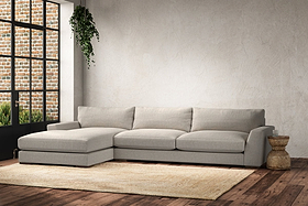 Guddu Grand Left Hand Chaise Sofa - Brera Linen Natural-MAKE TO ORDER-Nkuku
