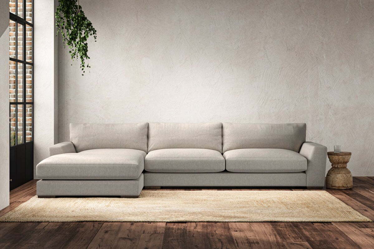 Guddu Grand Left Hand Chaise Sofa - Brera Linen Natural