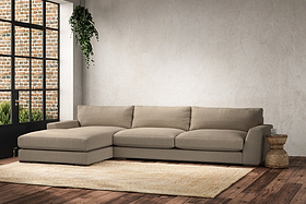 Guddu Grand Left Hand Chaise Sofa - Brera Linen Pebble