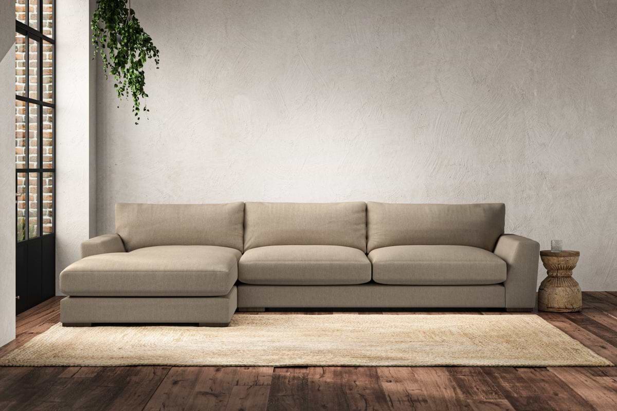 Guddu Grand Left Hand Chaise Sofa - Brera Linen Pebble-MAKE TO ORDER-Nkuku