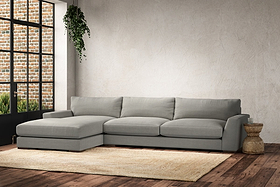 Guddu Grand Left Hand Chaise Sofa - Brera Linen Smoke