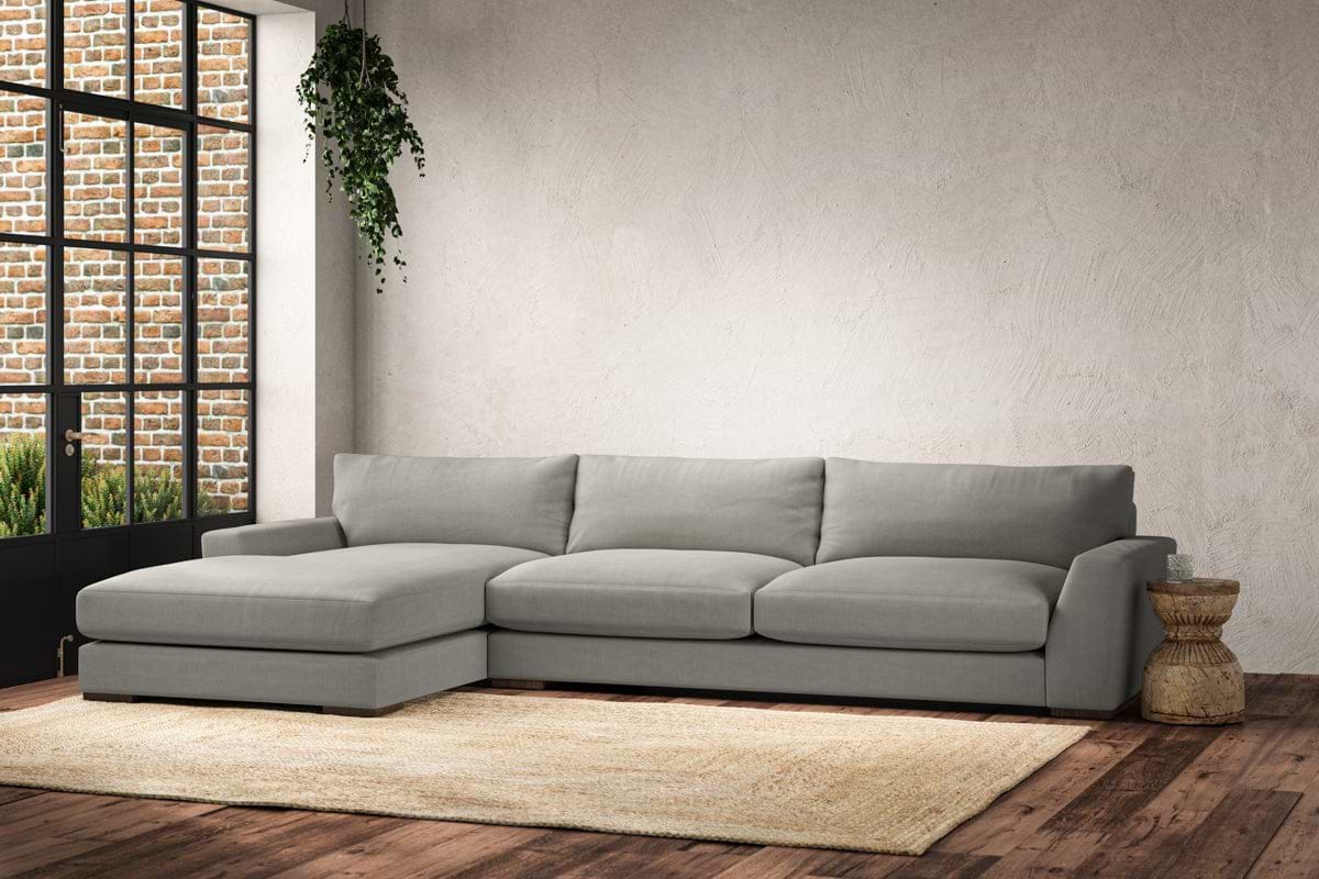 Guddu Grand Left Hand Chaise Sofa - Brera Linen Smoke
