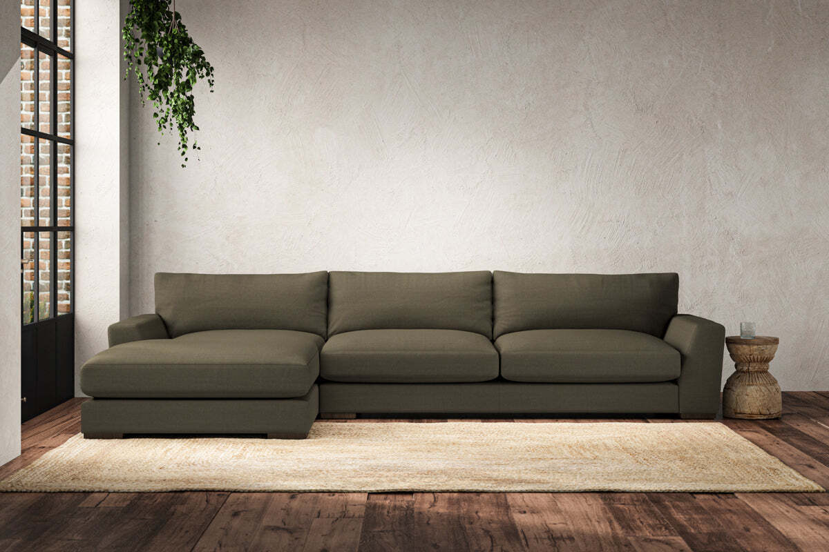 Guddu Grand Left Hand Chaise Sofa - Recycled Cotton Fatigue-MAKE TO ORDER-Nkuku