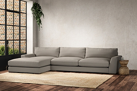Guddu Grand Left Hand Chaise Sofa - Recycled Cotton Flax