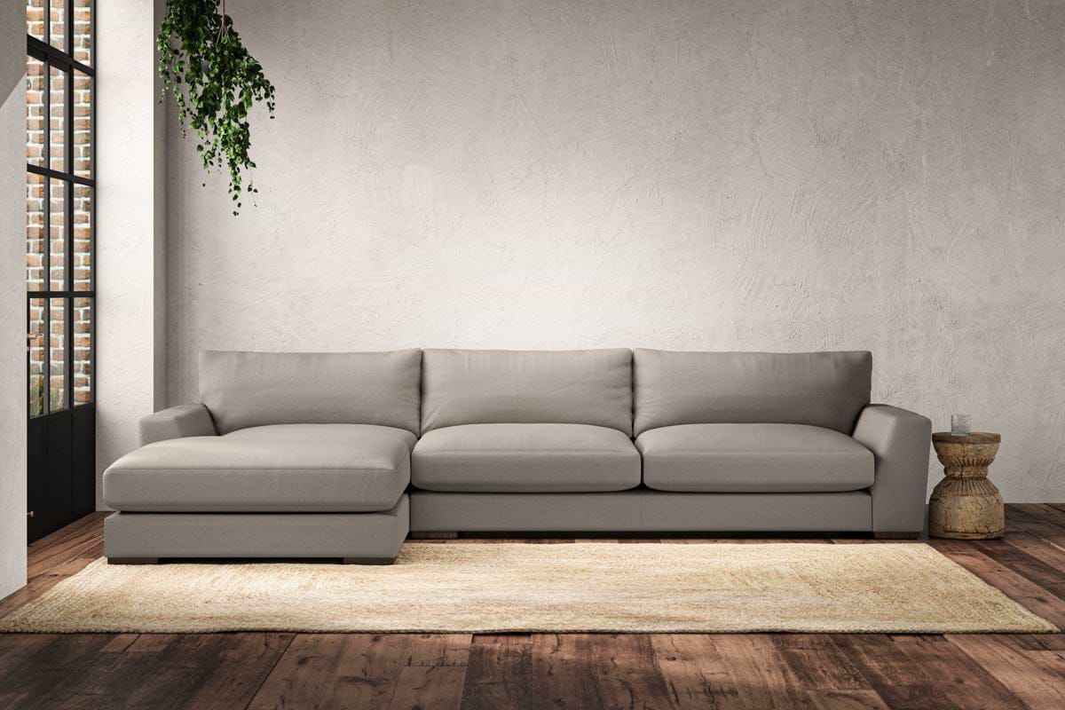 Guddu Grand Left Hand Chaise Sofa - Recycled Cotton Flax-MAKE TO ORDER-Nkuku