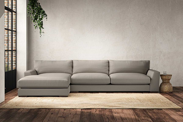 Guddu Grand Left Hand Chaise Sofa - Recycled Cotton Flax