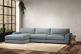 Guddu Grand Left Hand Chaise Sofa - Recycled Cotton Horizon