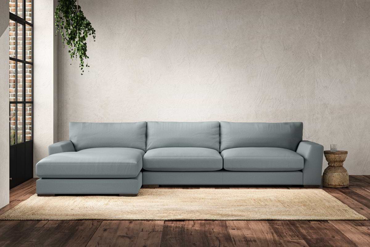 Guddu Grand Left Hand Chaise Sofa - Recycled Cotton Horizon-MAKE TO ORDER-Nkuku