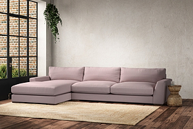 Guddu Grand Left Hand Chaise Sofa - Recycled Cotton Lavender