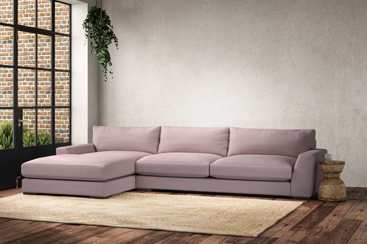 Guddu Grand Left Hand Chaise Sofa - Recycled Cotton Lavender
