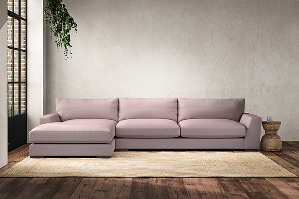 Guddu Grand Left Hand Chaise Sofa - Recycled Cotton Lavender