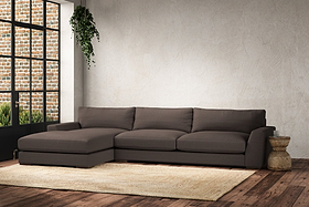 Guddu Grand Left Hand Chaise Sofa - Recycled Cotton Mocha