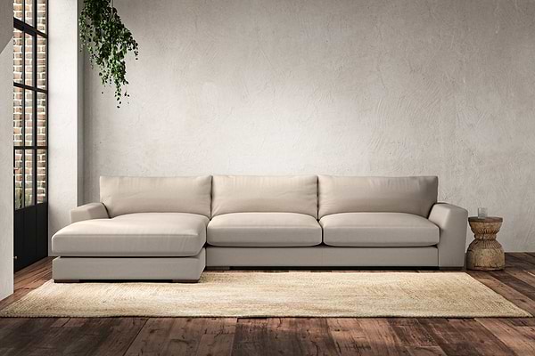 Guddu Grand Left Hand Chaise Sofa - Recycled Cotton Natural
