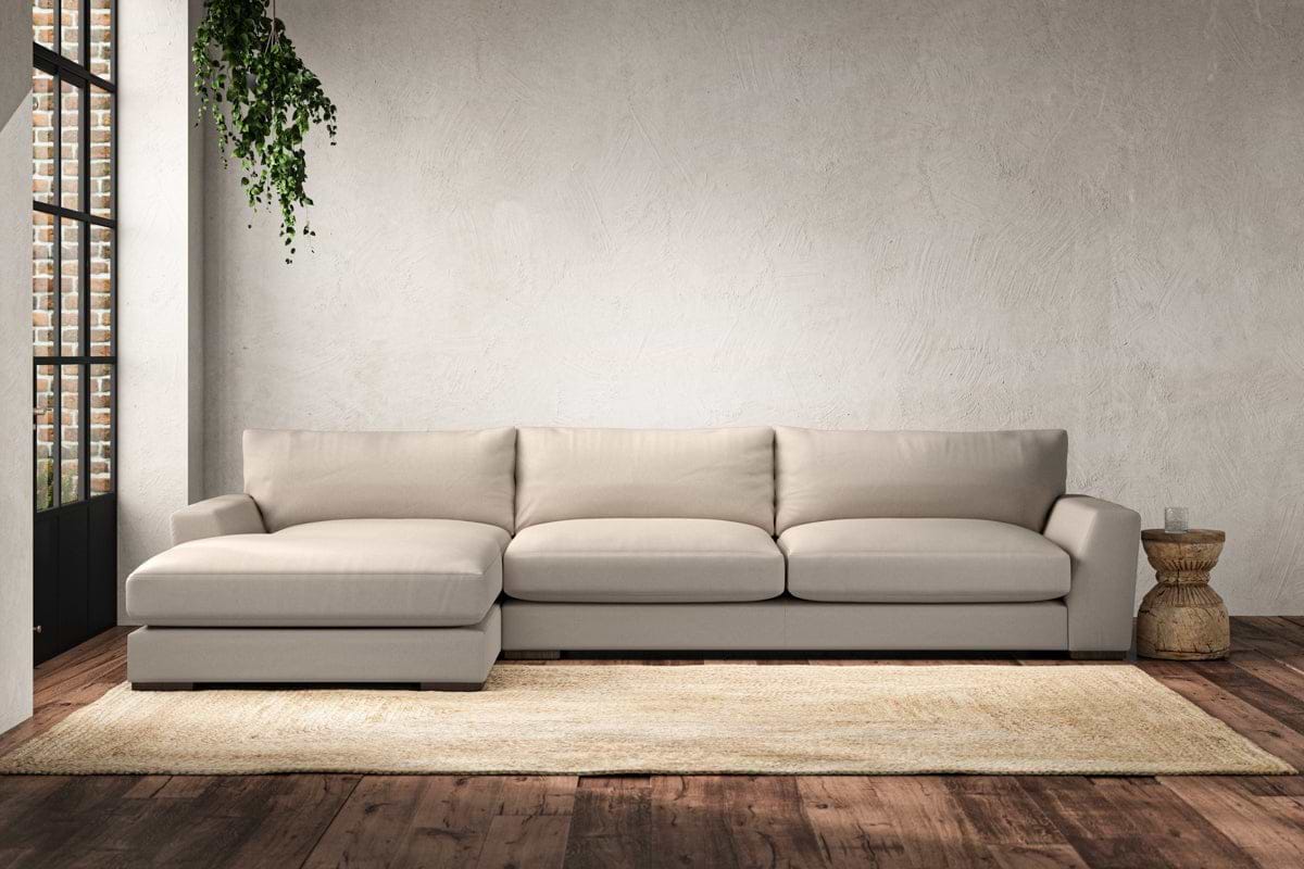 Guddu Grand Left Hand Chaise Sofa - Recycled Cotton Natural
