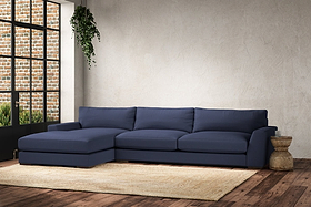 Guddu Grand Left Hand Chaise Sofa - Recycled Cotton Navy