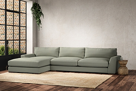 Guddu Grand Left Hand Chaise Sofa - Recycled Cotton Seaspray
