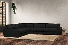 Guddu Grand Left Hand Corner Sofa - Brera Linen Charcoal
