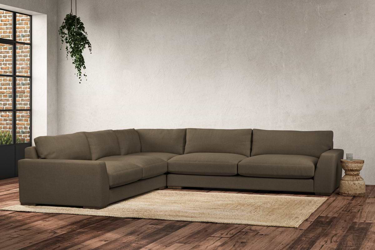 Guddu Grand Left Hand Corner Sofa - Brera Linen Chestnut