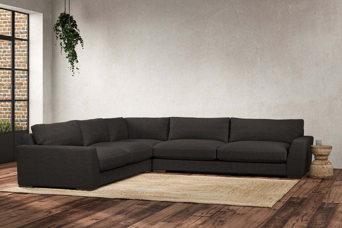 Guddu Grand Left Hand Corner Sofa - Brera Linen Espresso