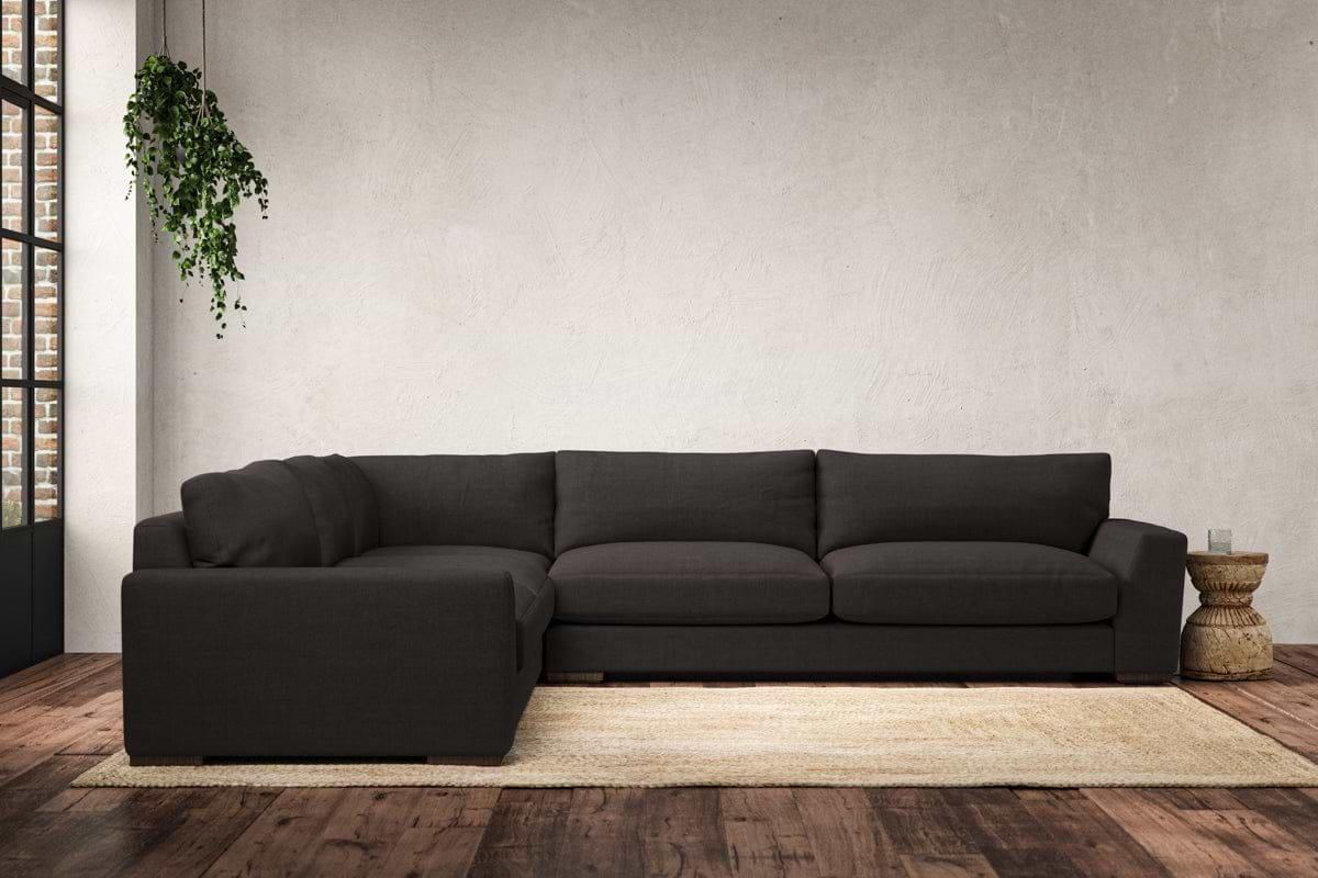 Guddu Grand Left Hand Corner Sofa - Brera Linen Espresso-MAKE TO ORDER-Nkuku