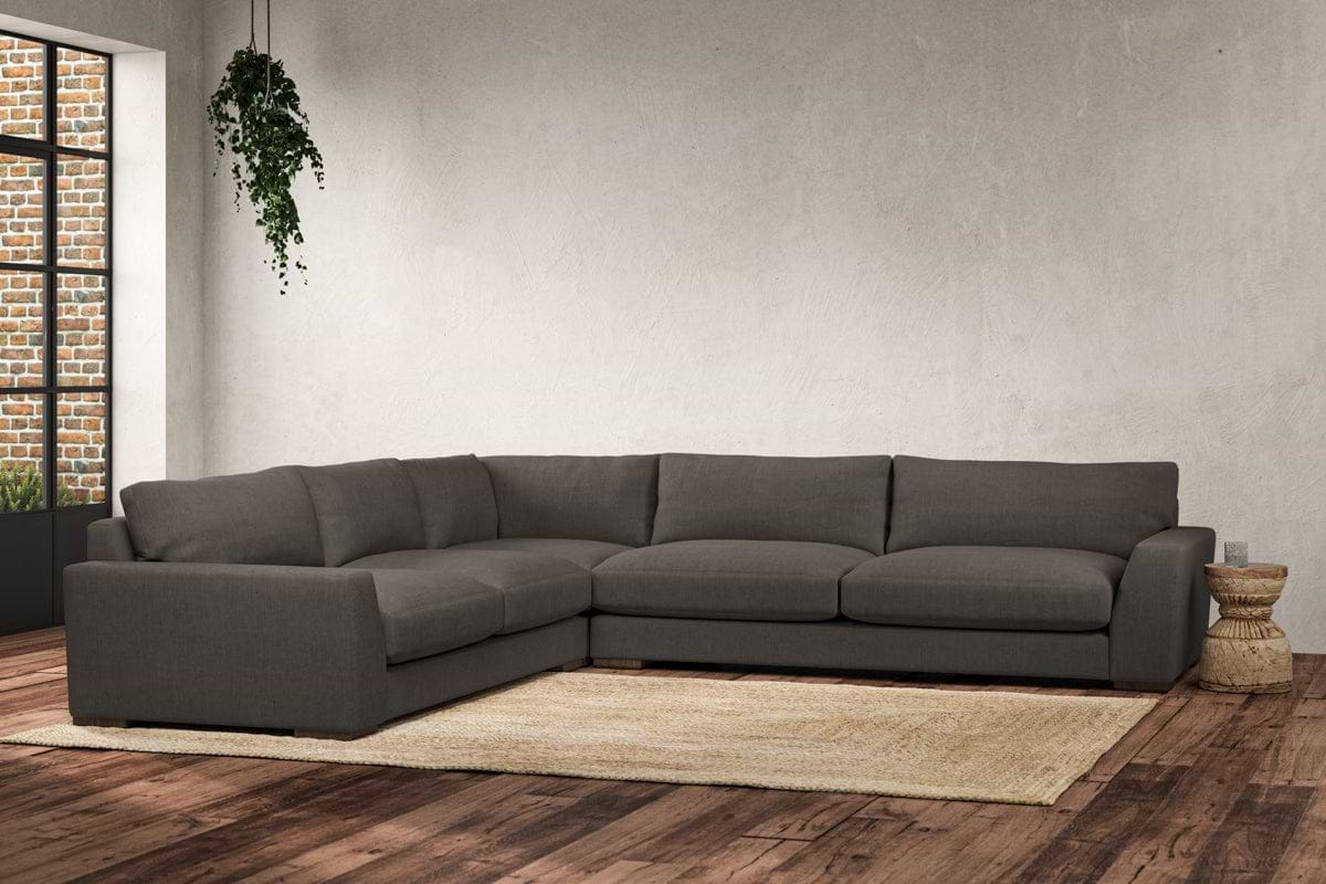 Guddu Grand Left Hand Corner Sofa - Brera Linen Granite