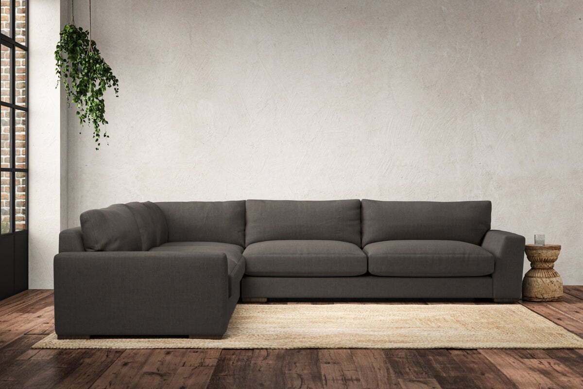 Guddu Grand Left Hand Corner Sofa - Brera Linen Granite-MAKE TO ORDER-Nkuku