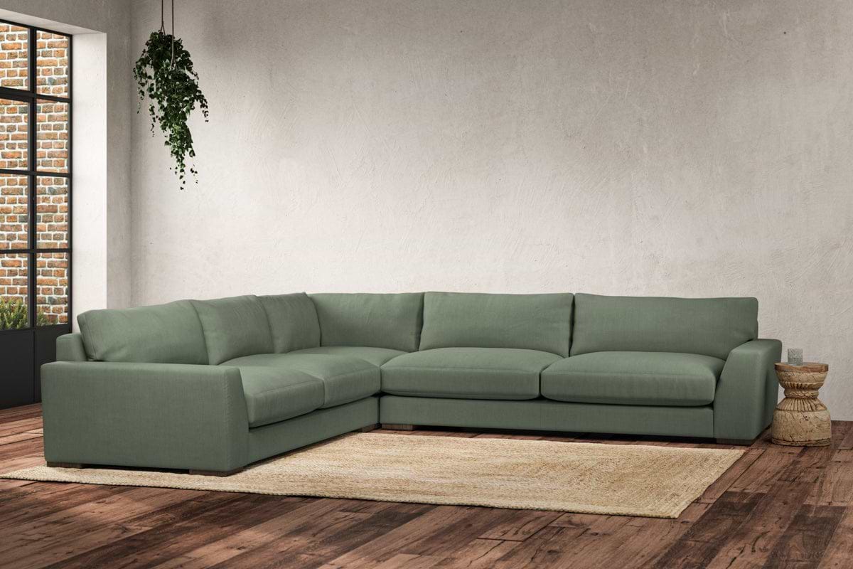 Guddu Grand Left Hand Corner Sofa - Brera Linen Jade
