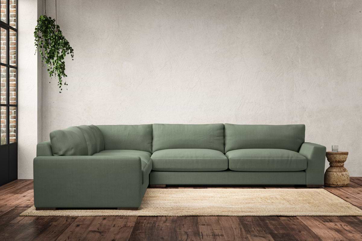 Guddu Grand Left Hand Corner Sofa - Brera Linen Jade-MAKE TO ORDER-Nkuku