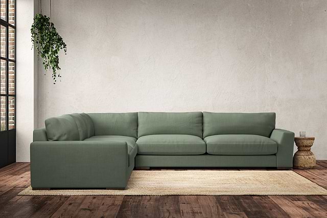 Guddu Grand Left Hand Corner Sofa - Brera Linen Jade