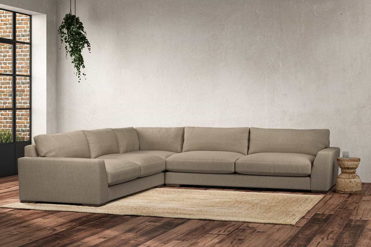 Guddu Grand Left Hand Corner Sofa - Brera Linen Pebble