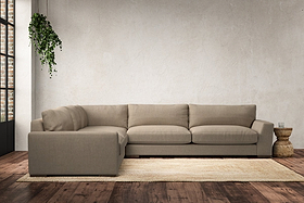 Guddu Grand Left Hand Corner Sofa - Brera Linen Pebble