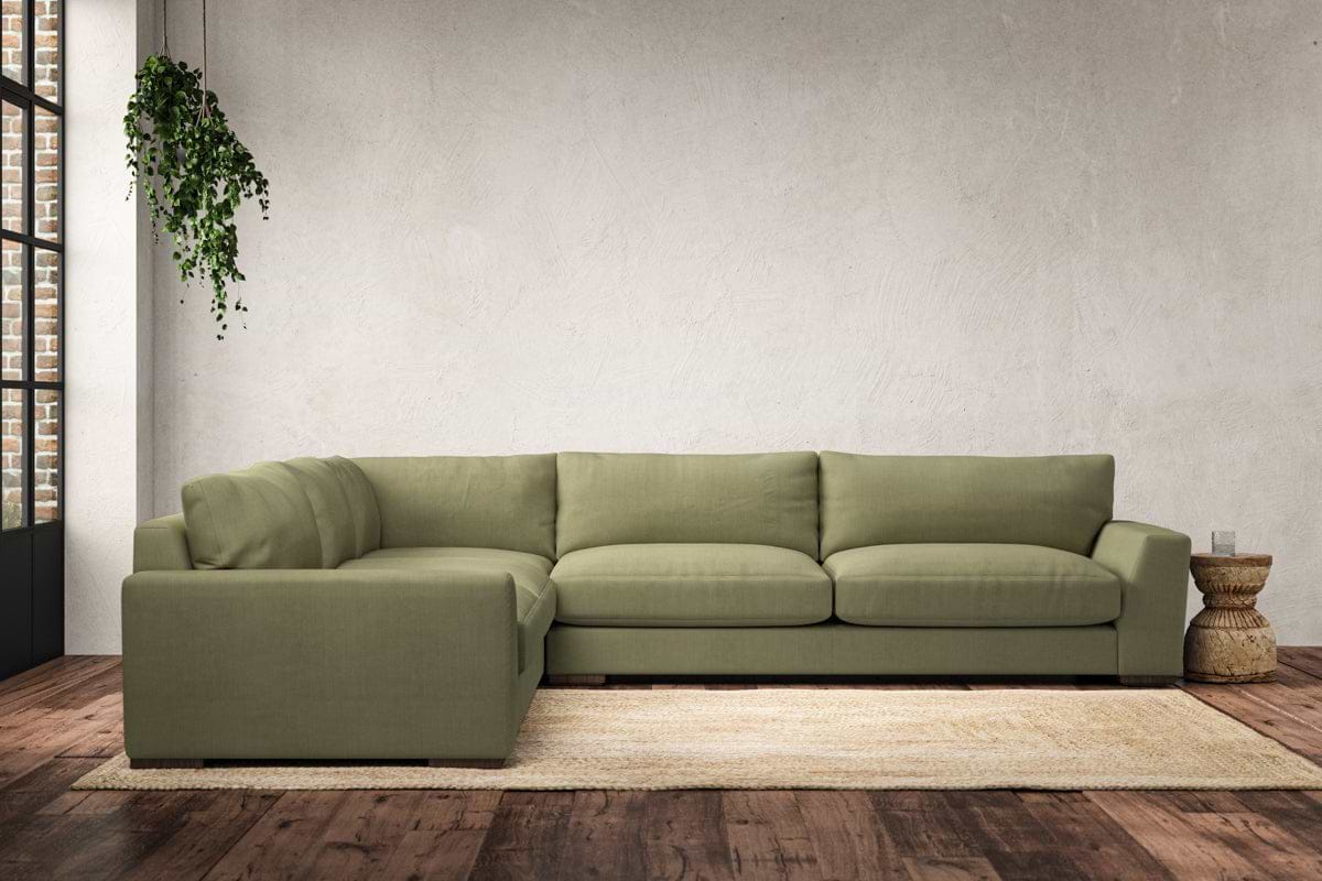 Guddu Grand Left Hand Corner Sofa - Brera Linen Sage-MAKE TO ORDER-Nkuku