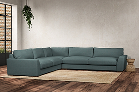 Guddu Grand Left Hand Corner Sofa - Recycled Cotton Airforce