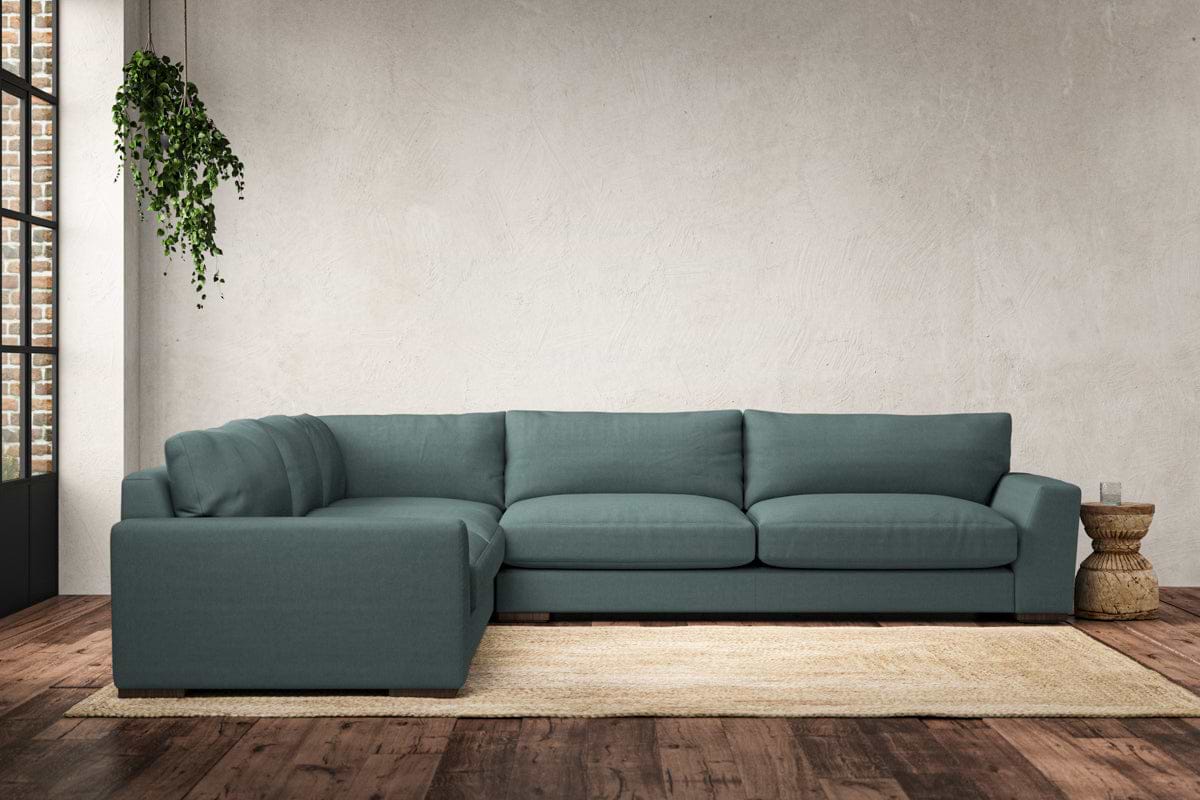 Guddu Grand Left Hand Corner Sofa - Recycled Cotton Airforce-MAKE TO ORDER-Nkuku
